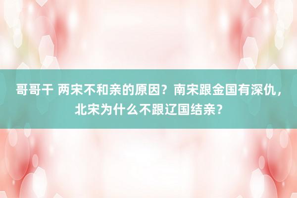 哥哥干 两宋不和亲的原因？南宋跟金国有深仇，北宋为什么不跟辽国结亲？