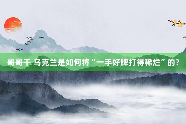 哥哥干 乌克兰是如何将“一手好牌打得稀烂”的？
