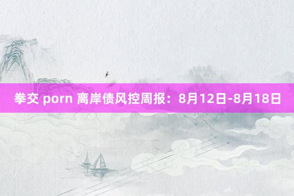 拳交 porn 离岸债风控周报：8月12日-8月18日