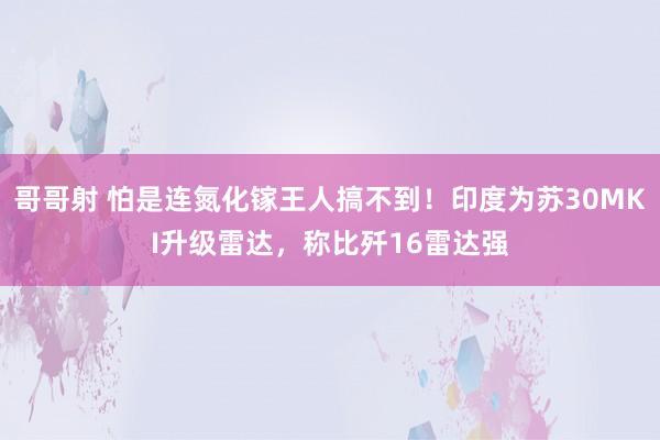 哥哥射 怕是连氮化镓王人搞不到！印度为苏30MKI升级雷达，称比歼16雷达强